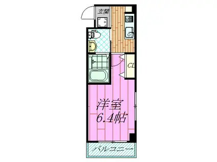 フローラ舞浜(1K/3階)の間取り写真