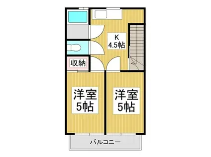 コーポ永友C棟(2K/2階)の間取り写真