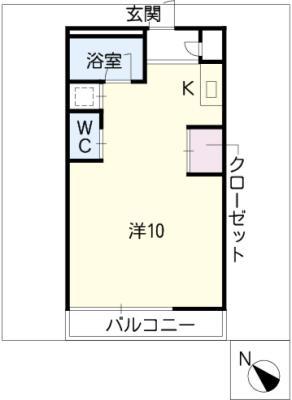 シダーSガーデンA(1K/1階)の間取り写真