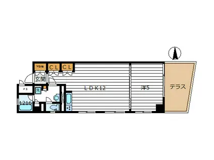 秀和第2三田綱町レジデンス(1LDK/1階)の間取り写真