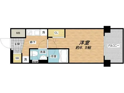 クレストフォルム大阪天満橋(1K/6階)の間取り写真