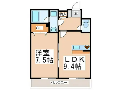 グランド-ル青葉(1LDK/2階)の間取り写真
