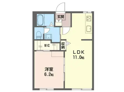 ヴェルフィオーレ富士見台C(1LDK/1階)の間取り写真