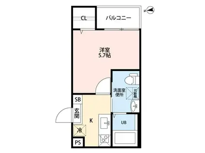 メゾンシエル(1K/1階)の間取り写真