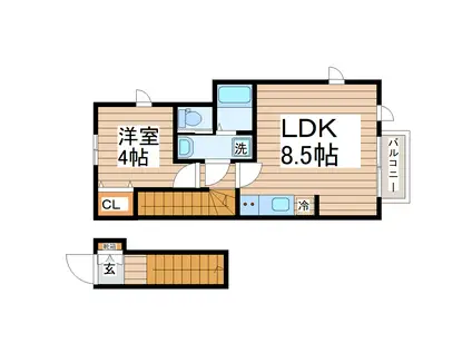 ディアコートII A棟(1LDK/2階)の間取り写真