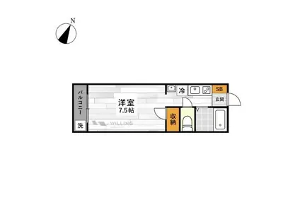 新大江パークハイツ(ワンルーム/2階)の間取り写真