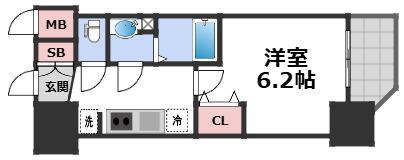 プレサンス長堀通グレイタス(1K/3階)の間取り写真