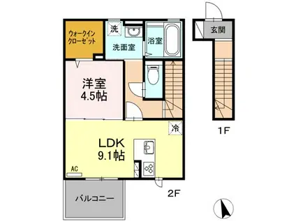 グランクラス(1LDK/2階)の間取り写真
