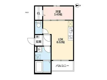 シャン・ルミエールおおとり(1LDK/2階)の間取り写真