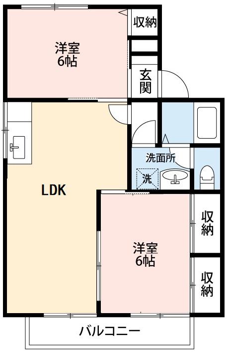 パークアベニュー小塚(2LDK/1階)の間取り写真