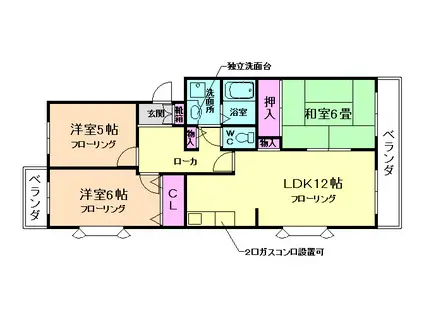 ロイヤルハイツ(3LDK/1階)の間取り写真