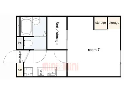 レオパレスシャンテ(1K/1階)の間取り写真
