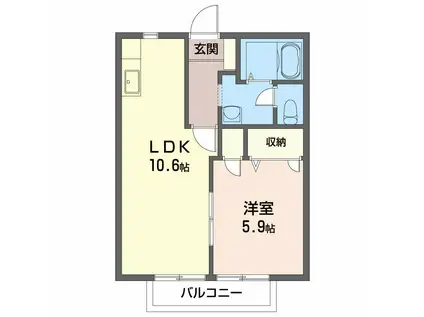 クランベルA(1LDK/2階)の間取り写真
