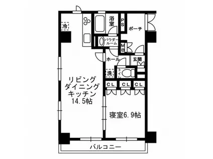 レジディア月島III(1LDK/12階)の間取り写真