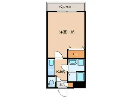 レジデンス福永II(1K/1階)の間取り写真