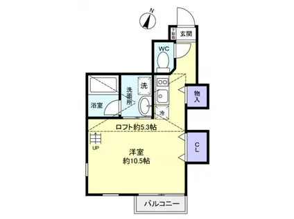 キングハウス勝田台(ワンルーム/2階)の間取り写真
