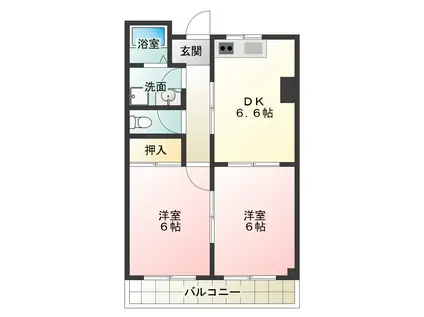 ロイヤルハイムK(2DK/3階)の間取り写真