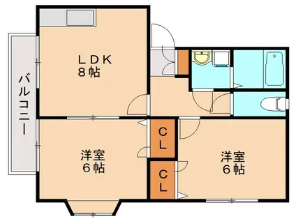 リバーシティ志免A棟(2LDK/1階)の間取り写真