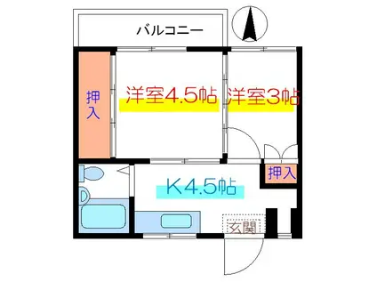 幸興業ビル(2K/4階)の間取り写真