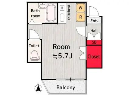サジタリオ(ワンルーム/2階)の間取り写真