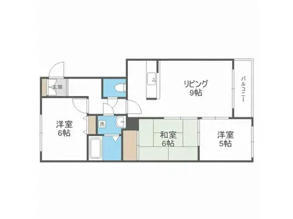 ロイヤル東苗穂V(3LDK/4階)の間取り写真