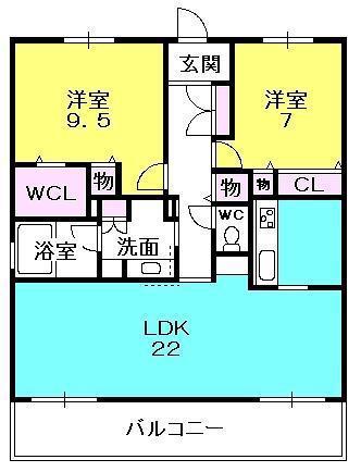 ITコート苦楽園(2LDK/2階)の間取り写真