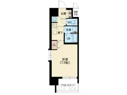 スプランディット天王寺III(1K/4階)の間取り写真