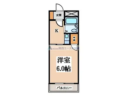 菱屋西ロイヤル(1K/5階)の間取り写真