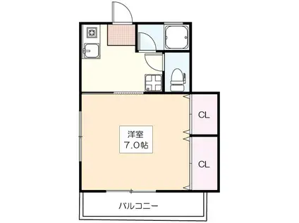 フェイス(1K/1階)の間取り写真