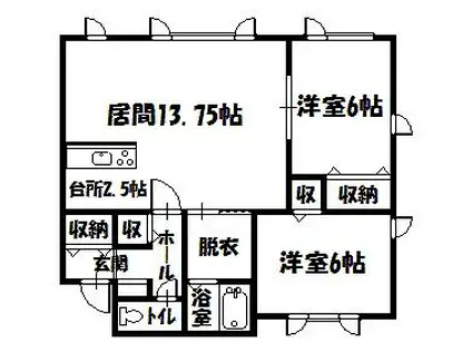 WILLB(2LDK/2階)の間取り写真