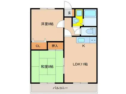 セゾン・エル(2LDK/1階)の間取り写真