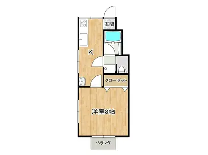 リバーサイドウィング(1K/1階)の間取り写真