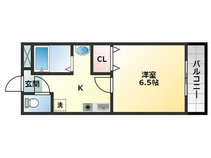 ウエストワン I(1K/2階)の間取り写真