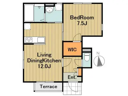 クレストガーデン(1LDK/1階)の間取り写真