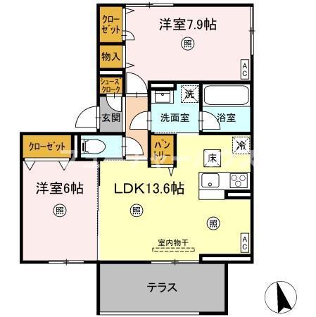 フローリア(2LDK/1階)の間取り写真