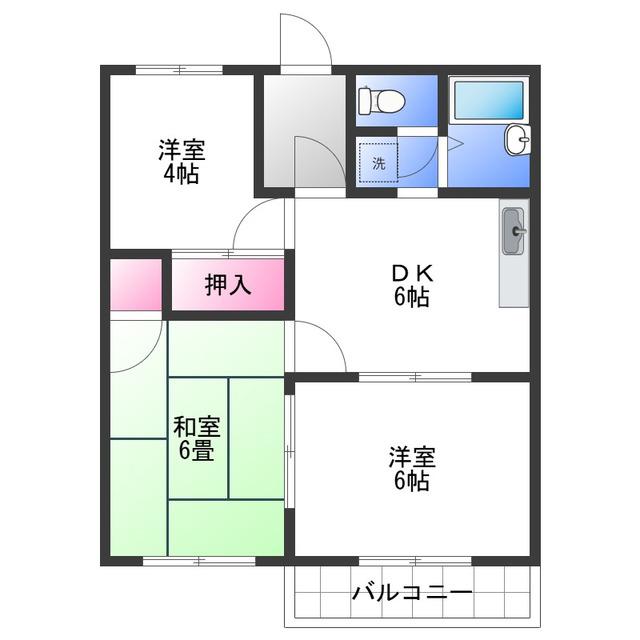 ルネパーク岸和田(3DK/1階)の間取り写真