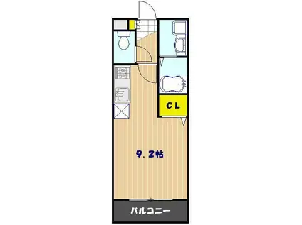 ロータスブルー(1K/3階)の間取り写真