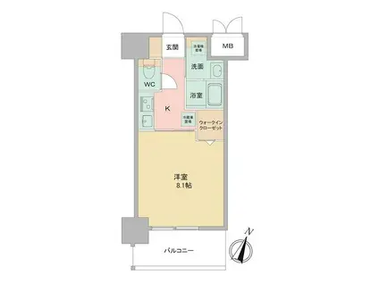 LOUIS RESIDENCE弁天町(1K/7階)の間取り写真