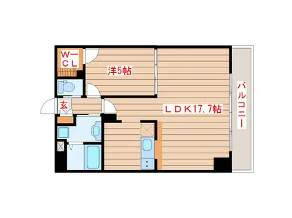 ヴィアーレ勾当台I(1LDK/3階)の間取り写真