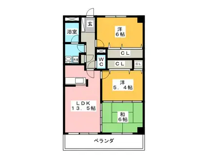 ロイヤルウインズヒル(3LDK/6階)の間取り写真