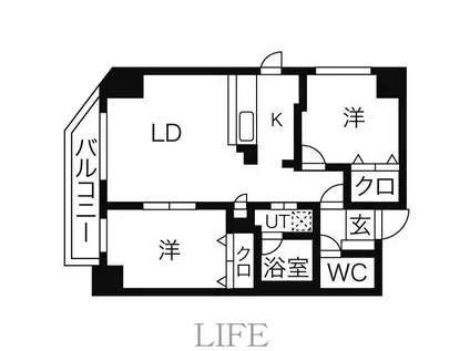 スカイコート(2LDK/9階)の間取り写真