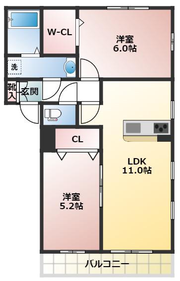 リブリ・REVE(2LDK/1階)の間取り写真