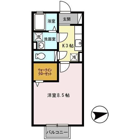 アフロディア(1K/1階)の間取り写真