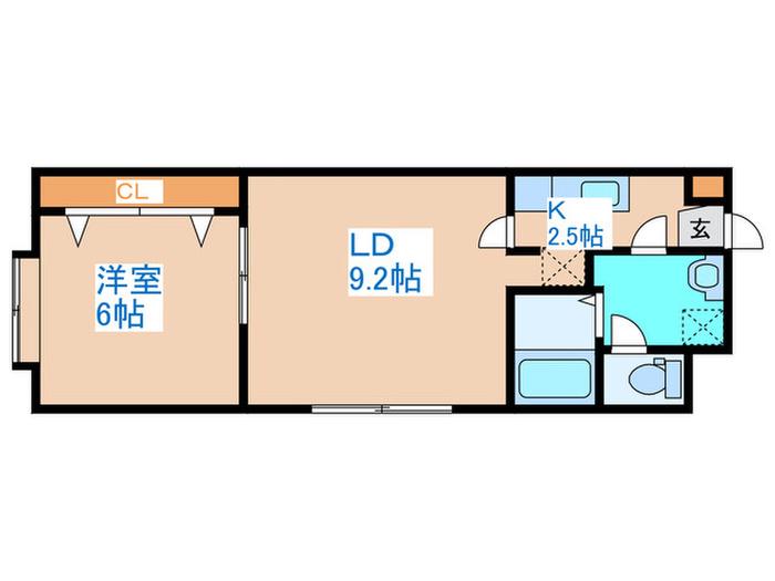 ラテルネ公園通(1LDK/1階)の間取り写真