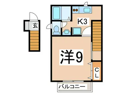 ホームイングII(1K/2階)の間取り写真