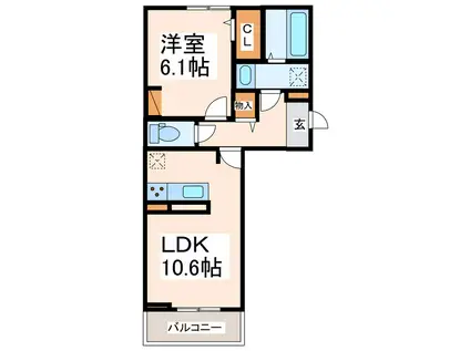 オーヴィラージュ(1LDK/2階)の間取り写真