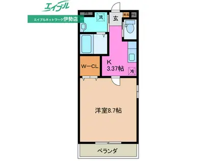 グランスマイル(1K/3階)の間取り写真