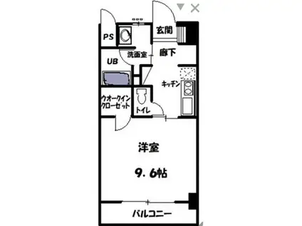 アルファ上杉(1K/9階)の間取り写真