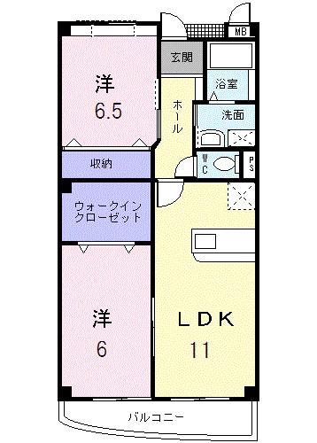 グランコート(2LDK/2階)の間取り写真