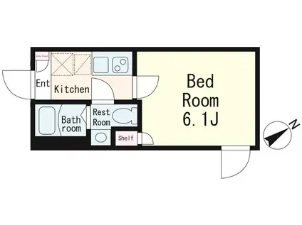 MIDCUBE中台(1K/1階)の間取り写真